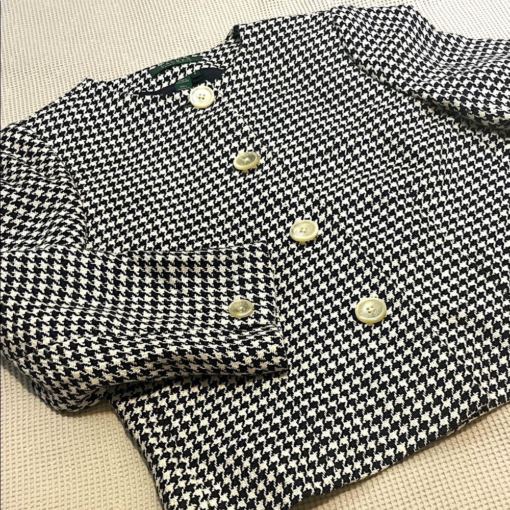Lauren Houndstooth Navy and White Jacket